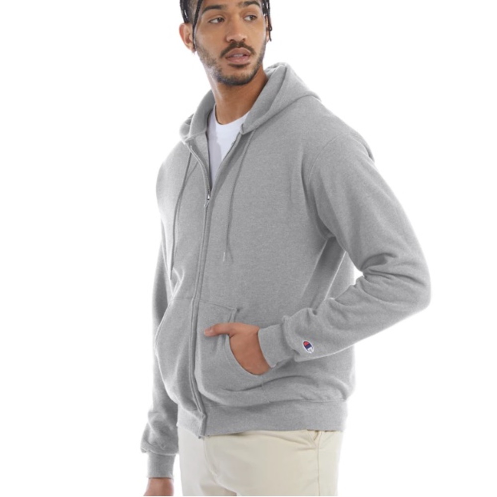 Champion Gray Full Zip Hoodie Fleece Pullover Jacket Small Fits Medium